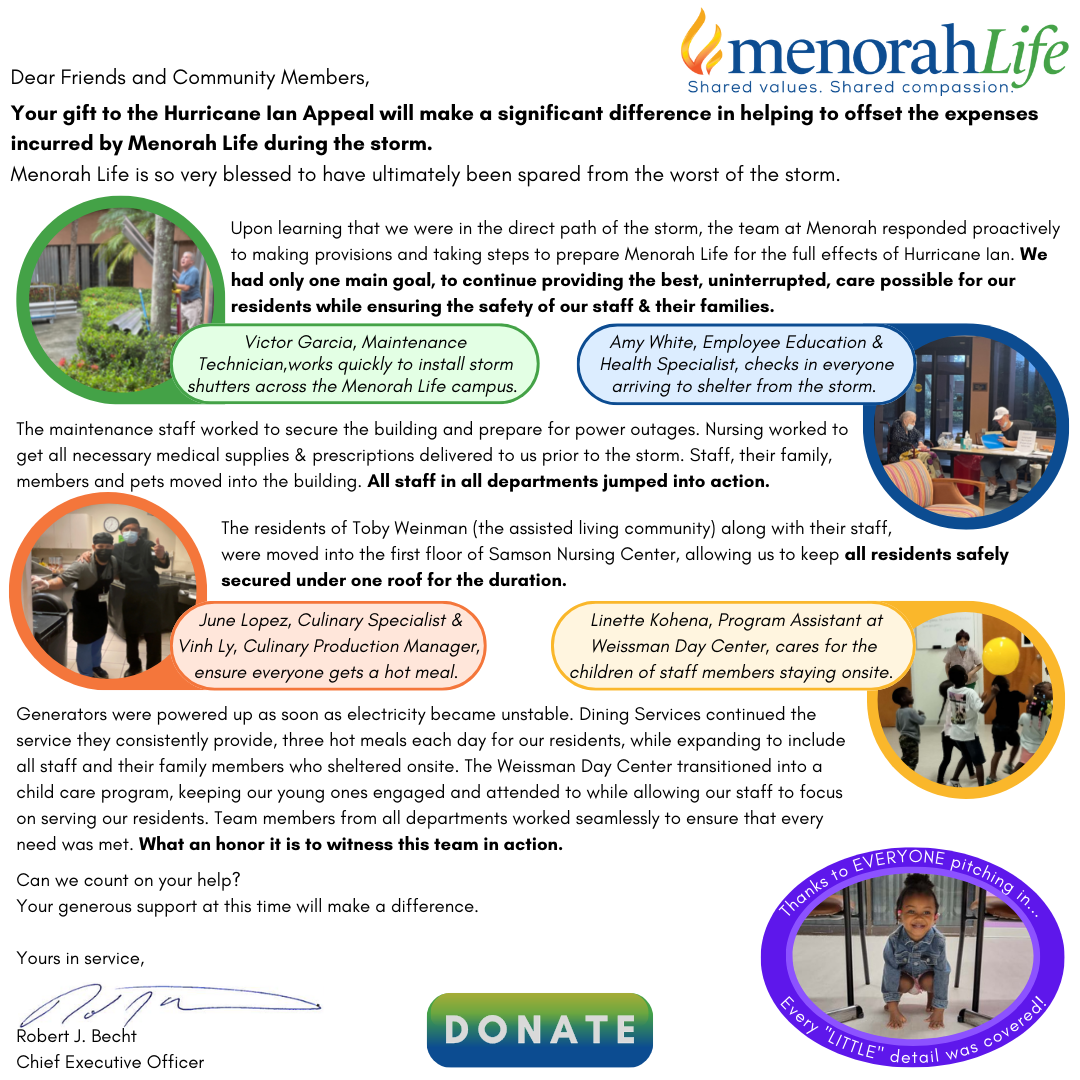 Menorah Live Appeal Letter